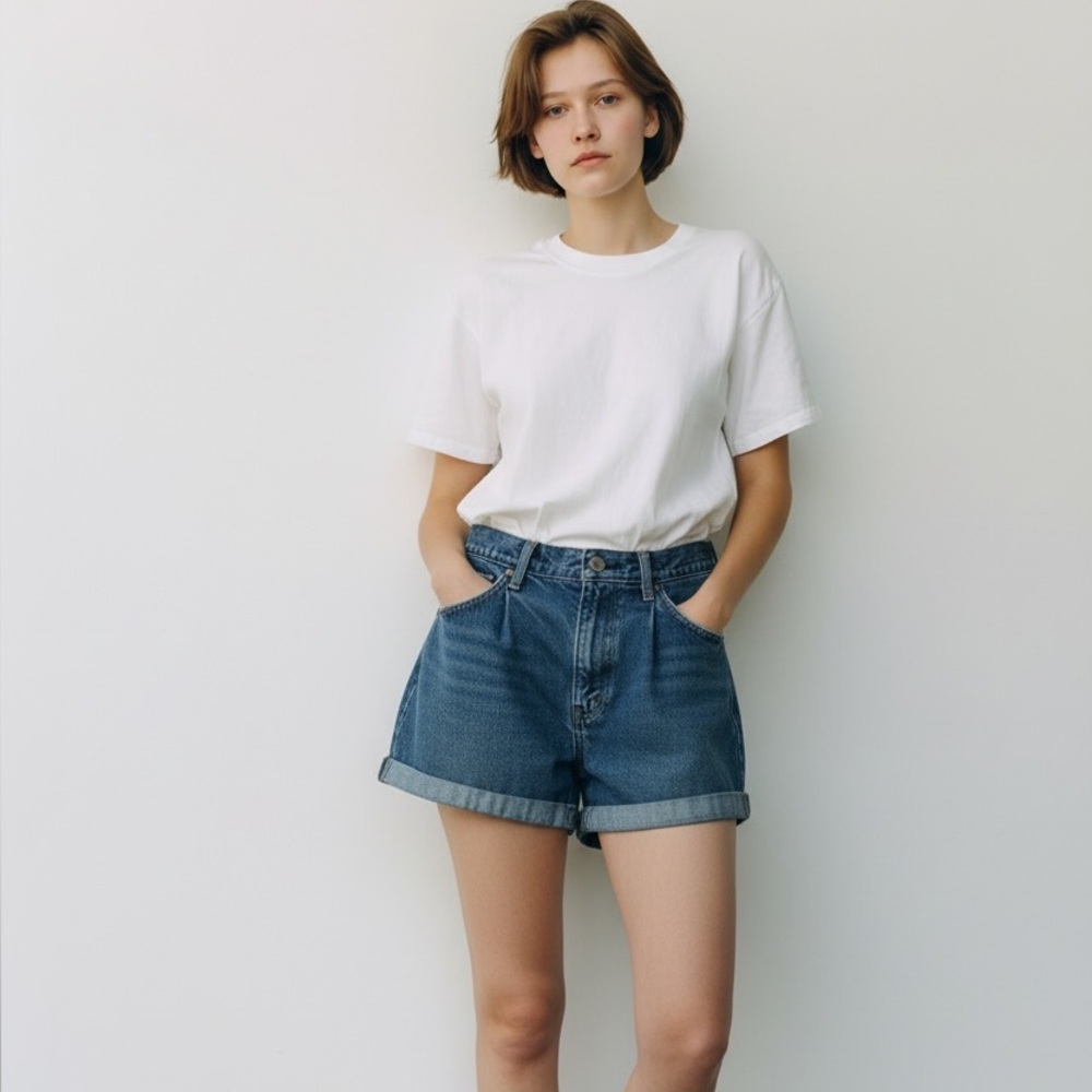 Abercrombie & Fitch Shorts Angie High Rise Blue Jean Shorts Cuffed Size 2 Denim